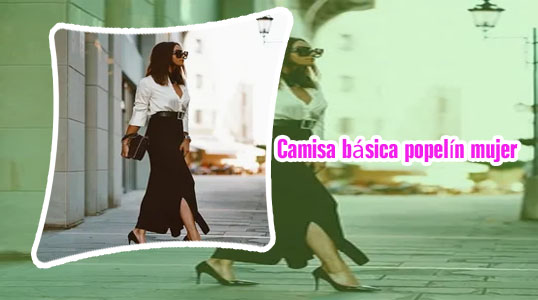 Outfit camisa negra larga mujer